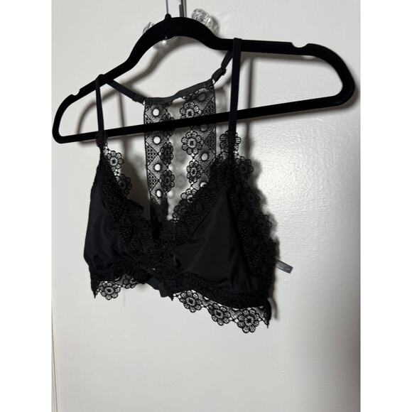 Aerie Black Lace Racerback Boho Lightly Lined Festival Fairy Bralette Women's LG - Picture 2 of 8